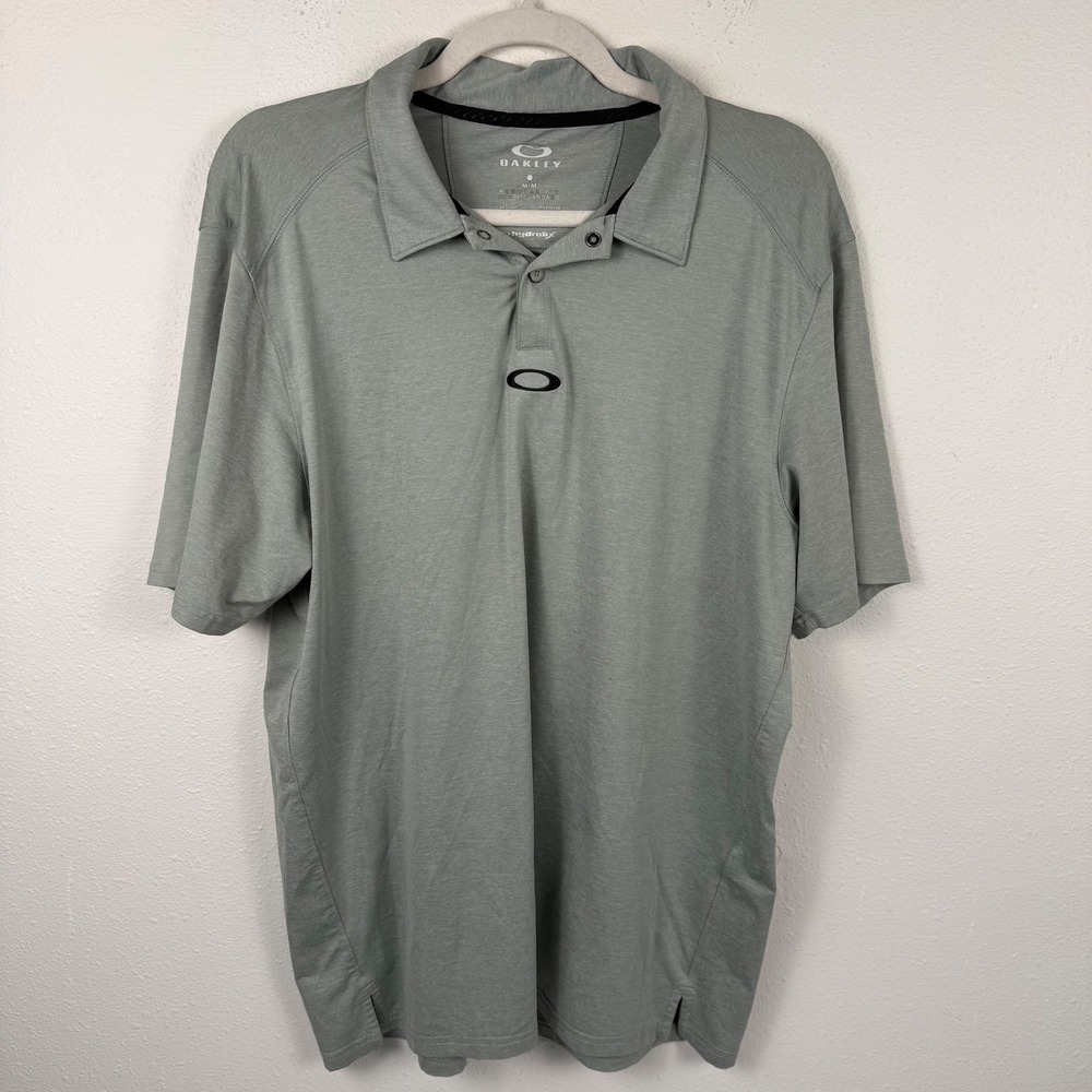 Oakley‎ Hydrolix Mens Gray Short Sleeve Golf Polo Shirt Regular Fit Size Medium